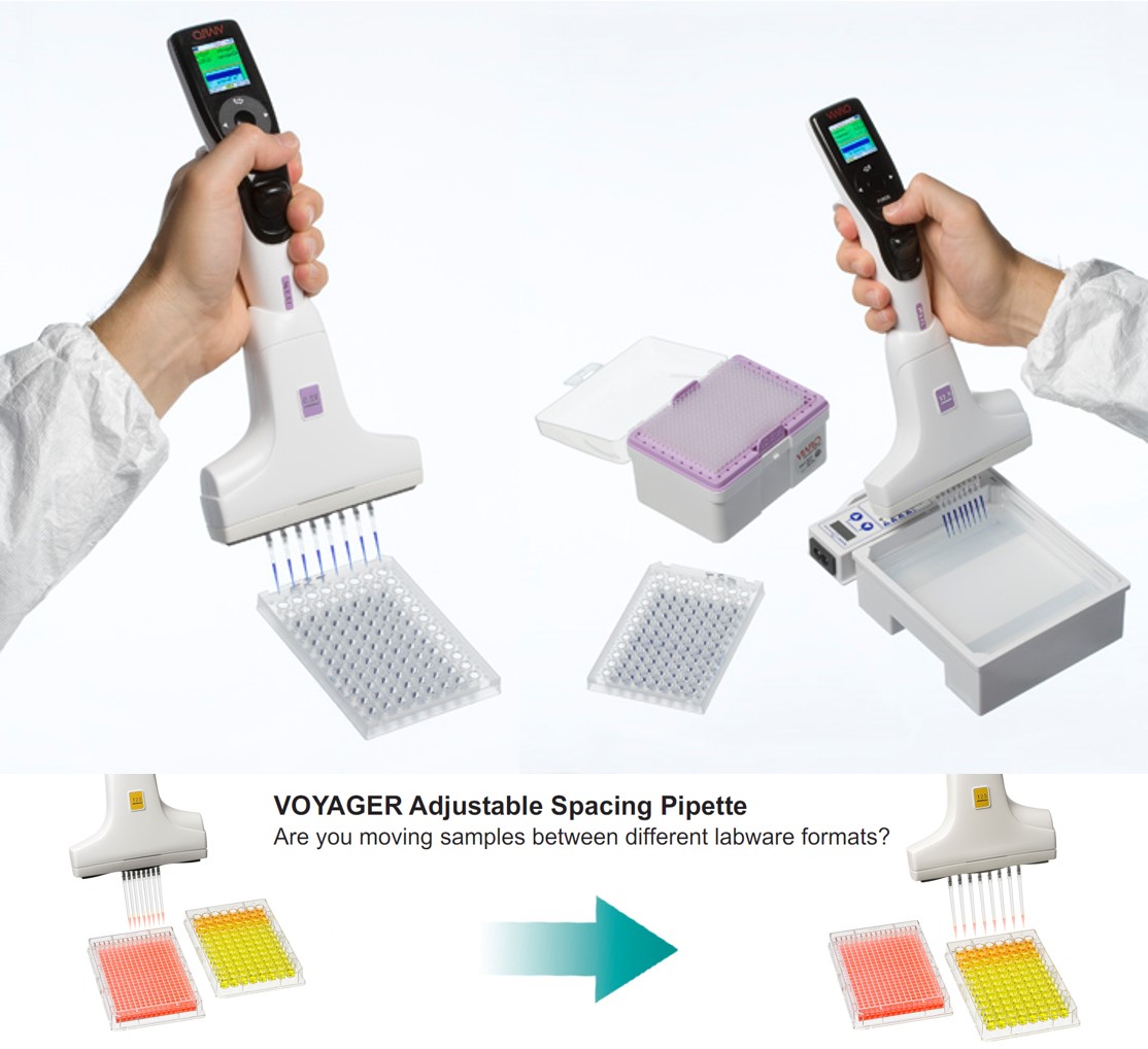 VOYAGER Electronic Adjustable Spacing Multichannel Pipette מדנט
